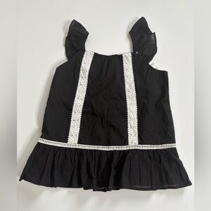 Janie & Jack Black and White Ruffle Tank Size 6 Girls New with Tags